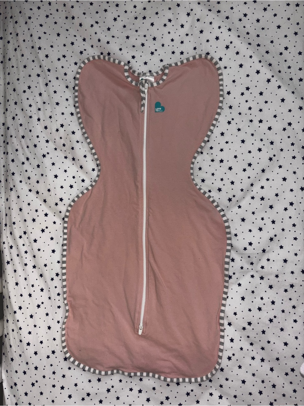 Love to dream Pink Swaddle Sleep Sack with Striped Trim